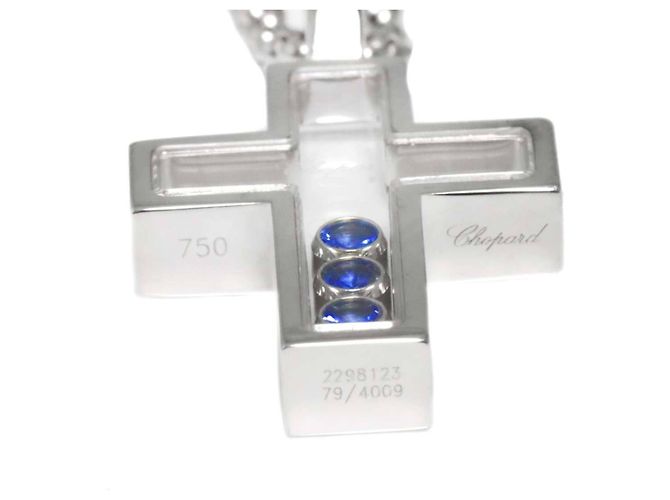 Collier Croix Chopard Happy Diamonds Saphir Argenté - vue 5