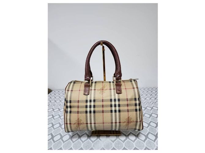 Borsa a mano Burberry Haymarket Check Marrone Beige - vista 11