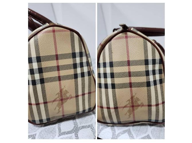 Borsa a mano Burberry Haymarket Check Marrone Beige - vista 4