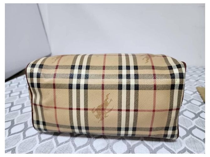 Borsa a mano Burberry Haymarket Check Marrone Beige - vista 5