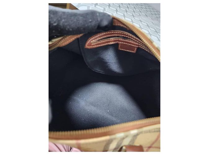 Borsa a mano Burberry Haymarket Check Marrone Beige - vista 8