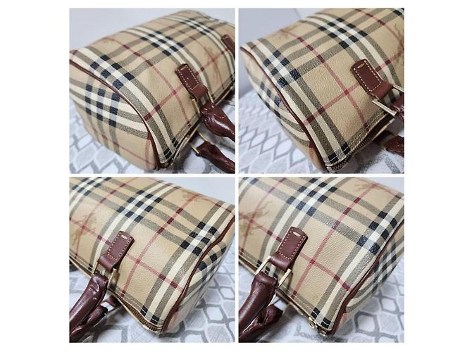 Borsa a mano Burberry Haymarket Check Marrone Beige - vista 9