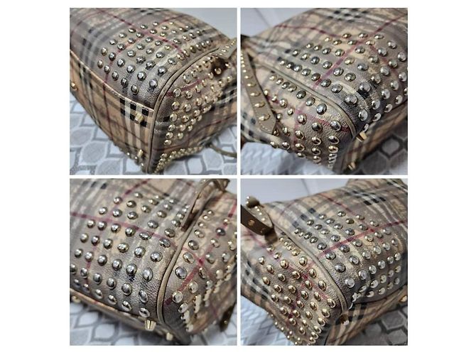 Burberry Bolso Tote Canterbury Haymarket Check con Tachuelas - Beige/Gris - vista 10