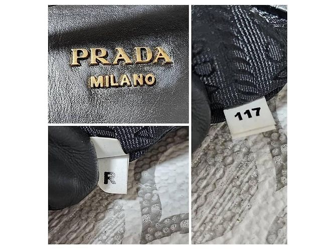 Prada Mala Tote Medium Esplanade em Couro Saffiano Cinza/Preto - vista 2