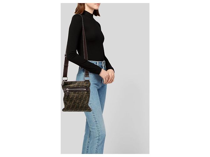 Borsa a Tracolla Fendi Zucca FF Marrone Monogramma - vista 13