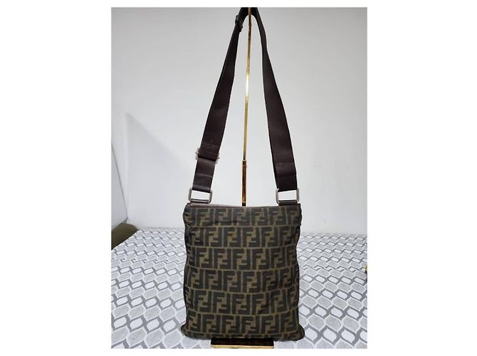 Borsa a Tracolla Fendi Zucca FF Marrone Monogramma - vista 3