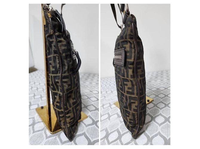 Borsa a Tracolla Fendi Zucca FF Marrone Monogramma - vista 4