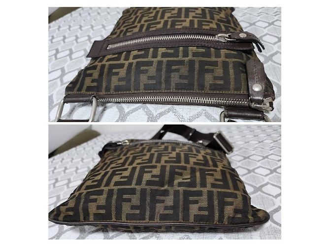 Borsa a Tracolla Fendi Zucca FF Marrone Monogramma - vista 5