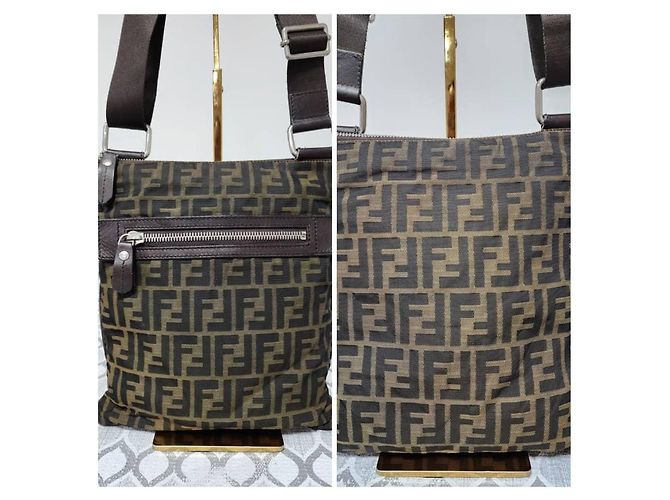 Borsa a Tracolla Fendi Zucca FF Marrone Monogramma - vista 7