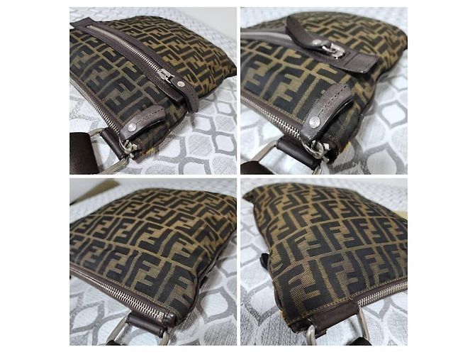 Borsa a Tracolla Fendi Zucca FF Marrone Monogramma - vista 8