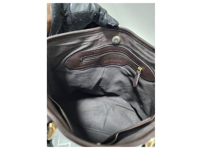Burberry Borsa Tote Small Regent Haymarket Check Marrone Beige - vista 10