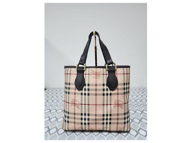 Burberry Borsa Tote Small Regent Haymarket Check Marrone Beige - vista 12