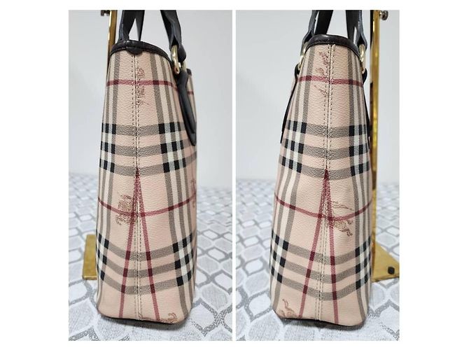 Burberry Borsa Tote Small Regent Haymarket Check Marrone Beige - vista 5