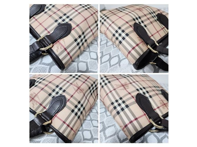 Burberry Borsa Tote Small Regent Haymarket Check Marrone Beige - vista 7