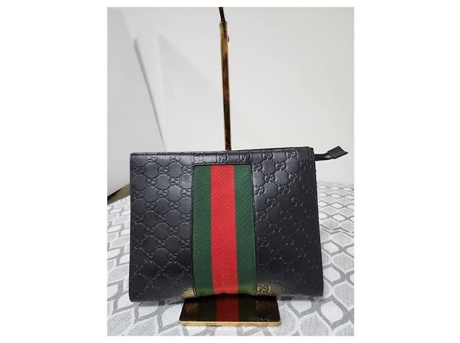 Gucci Guccissima Signature Web Clutch Nera Nero - vista 11
