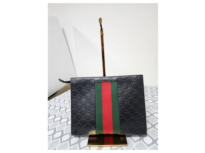 Gucci Guccissima Signature Web Clutch Nera Nero - vista 3