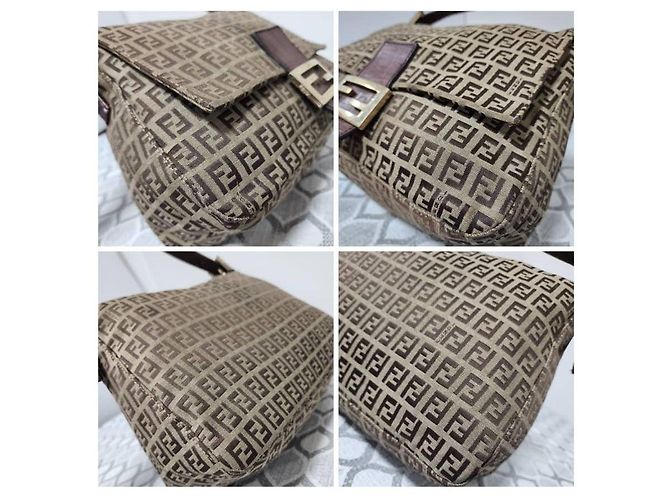 Borsa Fendi Zucchino Vitello Mama Baguette - Beige/Marrone - vista 10