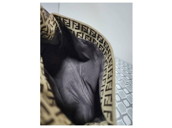 Borsa Fendi Zucchino Vitello Mama Baguette - Beige/Marrone - vista 12