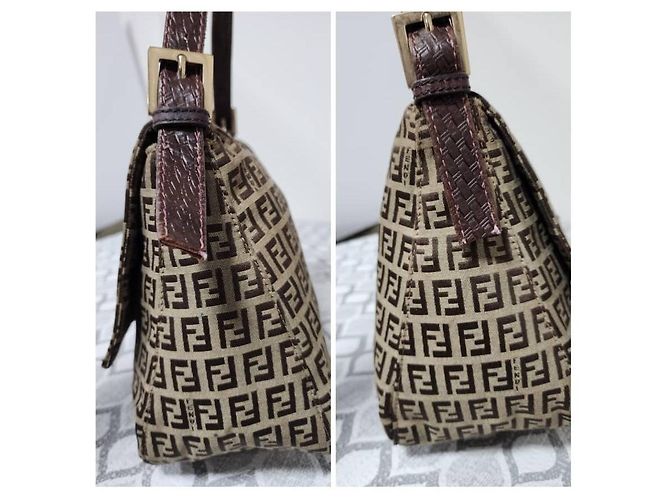 Borsa Fendi Zucchino Vitello Mama Baguette - Beige/Marrone - vista 4