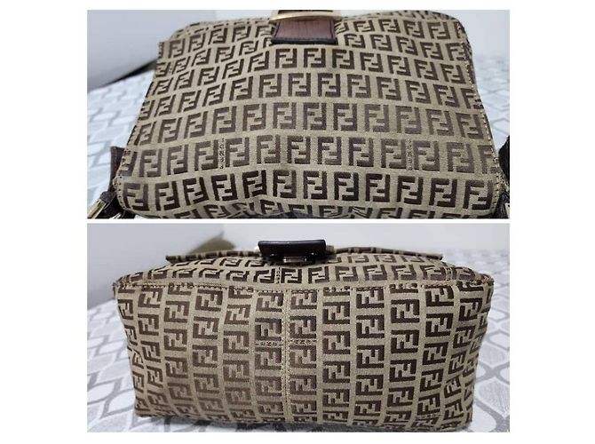 Borsa Fendi Zucchino Vitello Mama Baguette - Beige/Marrone - vista 7