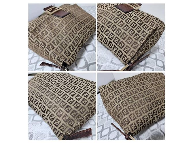 Borsa Fendi Zucchino Vitello Mama Baguette - Beige/Marrone - vista 9