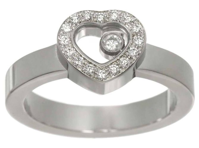 Anel Chopard Happy Diamond Heart em Ouro Branco 18K Prata - vista 3