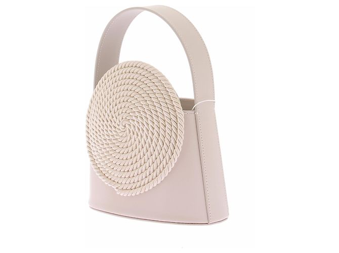 Autre Marque Mini mala de couro com detalhes de passamanaria Bege - vista 2