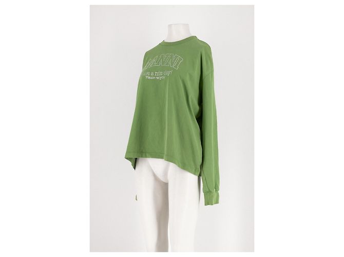 Ganni Strickpullover aus Baumwolle in Grün - Ansicht 4