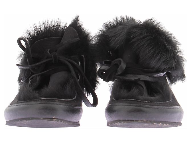 Pedro Garcia Scarpe nere con pelliccia Nero - vista 3