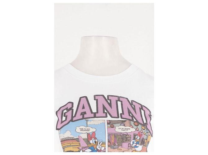 T-shirt de algodão branco Ganni Verde - vista 2