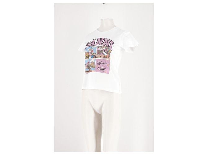 T-shirt de algodão branco Ganni Verde - vista 4