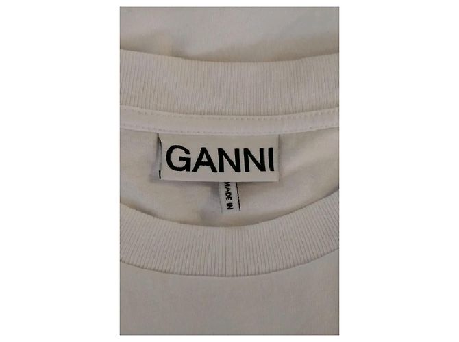 T-shirt de algodão branco Ganni Verde - vista 7
