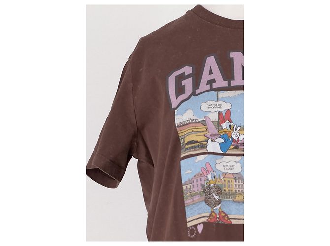 T-shirt Ganni marrone in cotone - vista 3