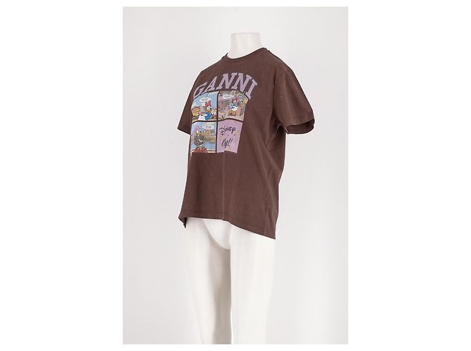 T-shirt Ganni marrone in cotone - vista 4