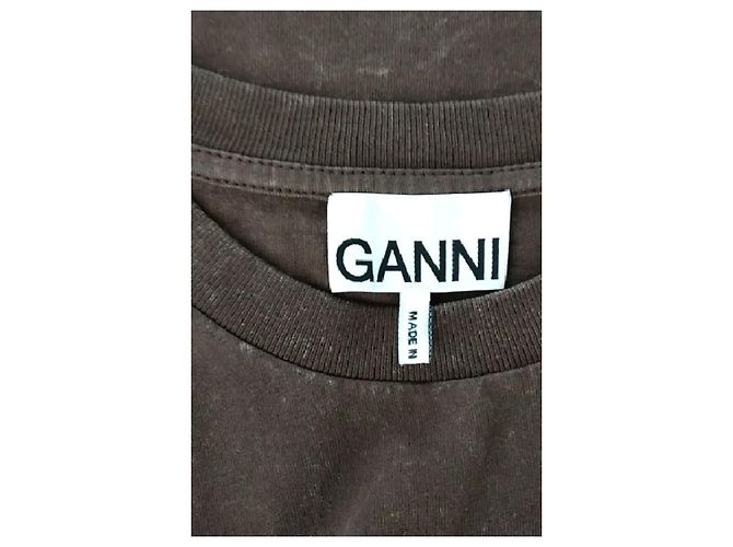 T-shirt Ganni marrone in cotone - vista 7