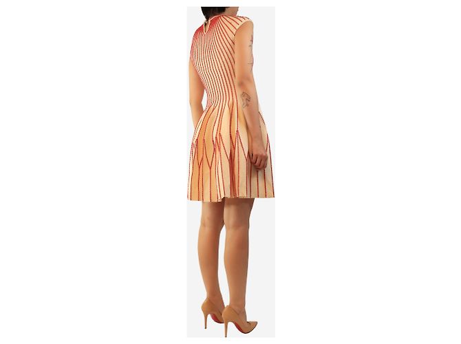 Alexander Mcqueen Abito a trapezio senza maniche crema e rosso - size M Crudo - vista 2