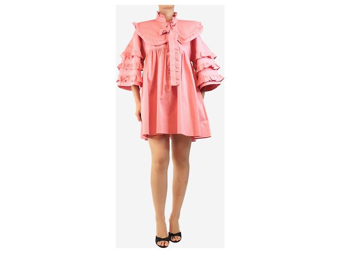 Autre Marque Mini abito rosa con maniche a volant - size L - vista 3