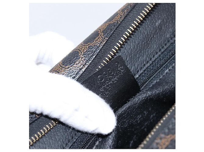 Céline CELINE Macadam Hand Bag PVC Leather Black Gold Tone - vista 12