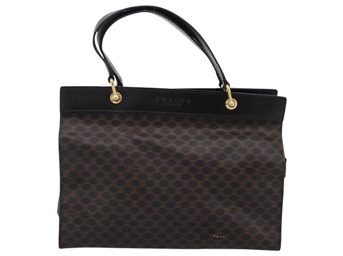 Céline CELINE Macadam Hand Bag PVC Leather Black Gold Tone - vista 13