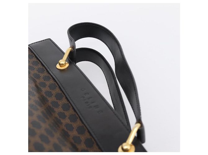 Céline CELINE Macadam Hand Bag PVC Leather Black Gold Tone - vista 14