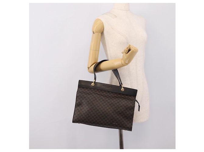Céline CELINE Macadam Hand Bag PVC Leather Black Gold Tone - vista 22