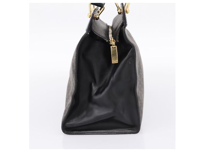 Céline CELINE Macadam Hand Bag PVC Leather Black Gold Tone - vista 3