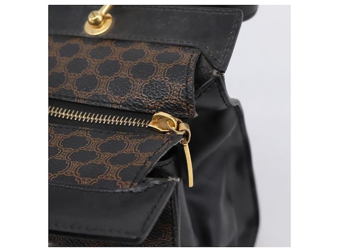 Céline CELINE Macadam Hand Bag PVC Leather Black Gold Tone - vista 9