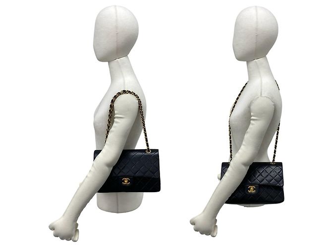 Chanel Vintage Matelassé Double Flap Schultertasche Schwarz - Ansicht 2