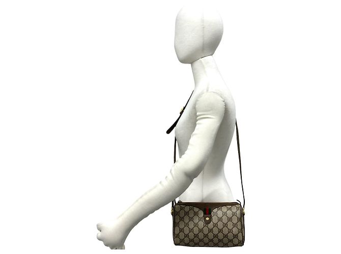 Gucci Old Gucci Sherry Line Mini Borsa a Tracolla in Pelle Marrone - vista 2
