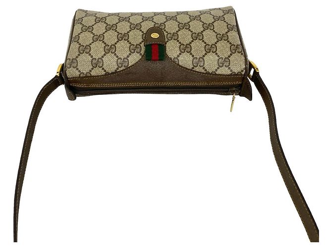 Gucci Old Gucci Sherry Line Mini Borsa a Tracolla in Pelle Marrone - vista 4