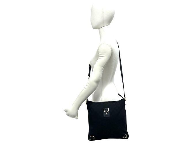 Borsa a tracolla Gucci Abbey in tela GG e pelle Nero - vista 2