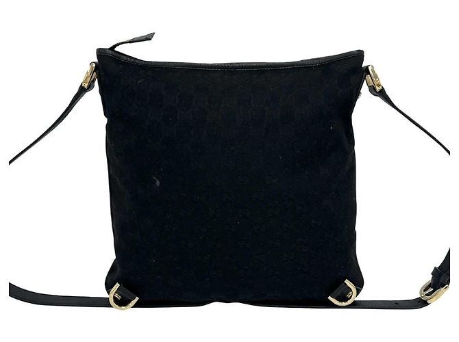 Borsa a tracolla Gucci Abbey in tela GG e pelle Nero - vista 3