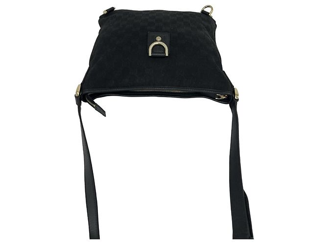 Borsa a tracolla Gucci Abbey in tela GG e pelle Nero - vista 4