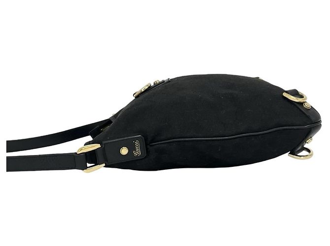 Borsa a tracolla Gucci Abbey in tela GG e pelle Nero - vista 5